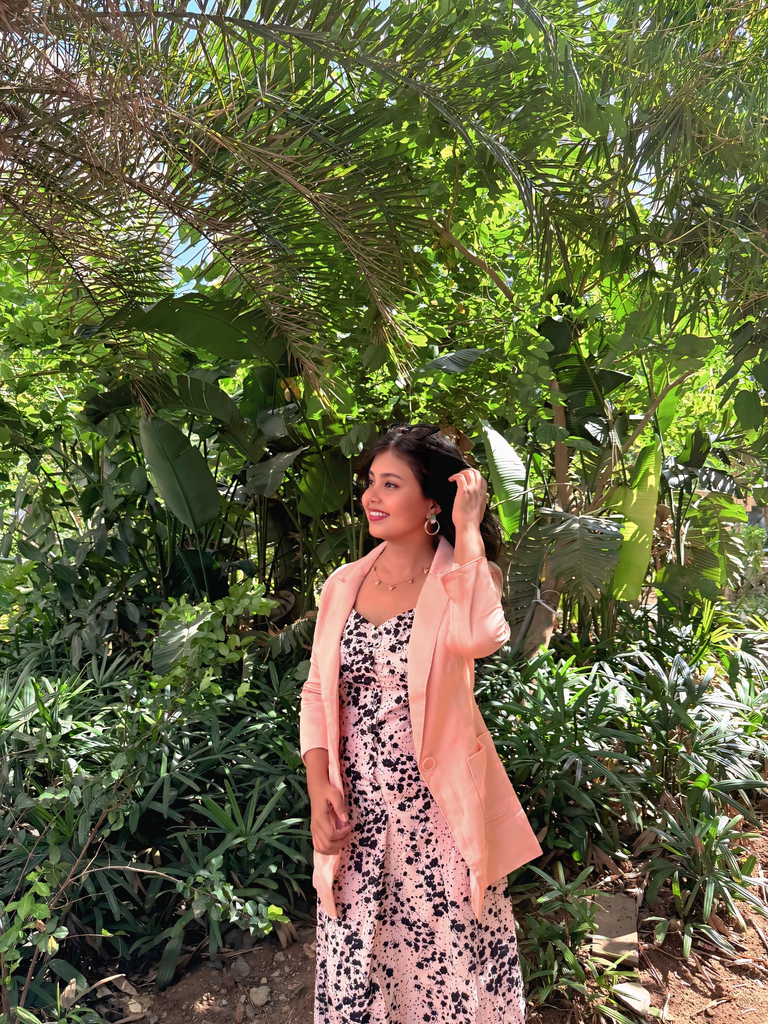 Voxelle Women's Floral Elegance Midi Dress with Blush Layering Jacket
