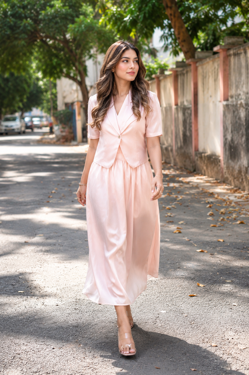 Voxelle Women's Blush Pink Korean Chic Co-Ord Set