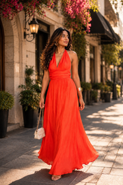 Voxelle Women's Sunset Glow Halter Maxi Dress