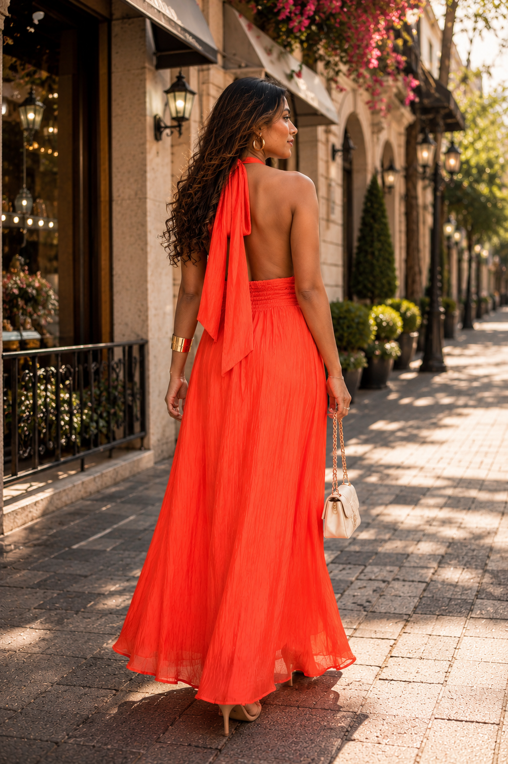 Voxelle Women's Sunset Glow Halter Maxi Dress