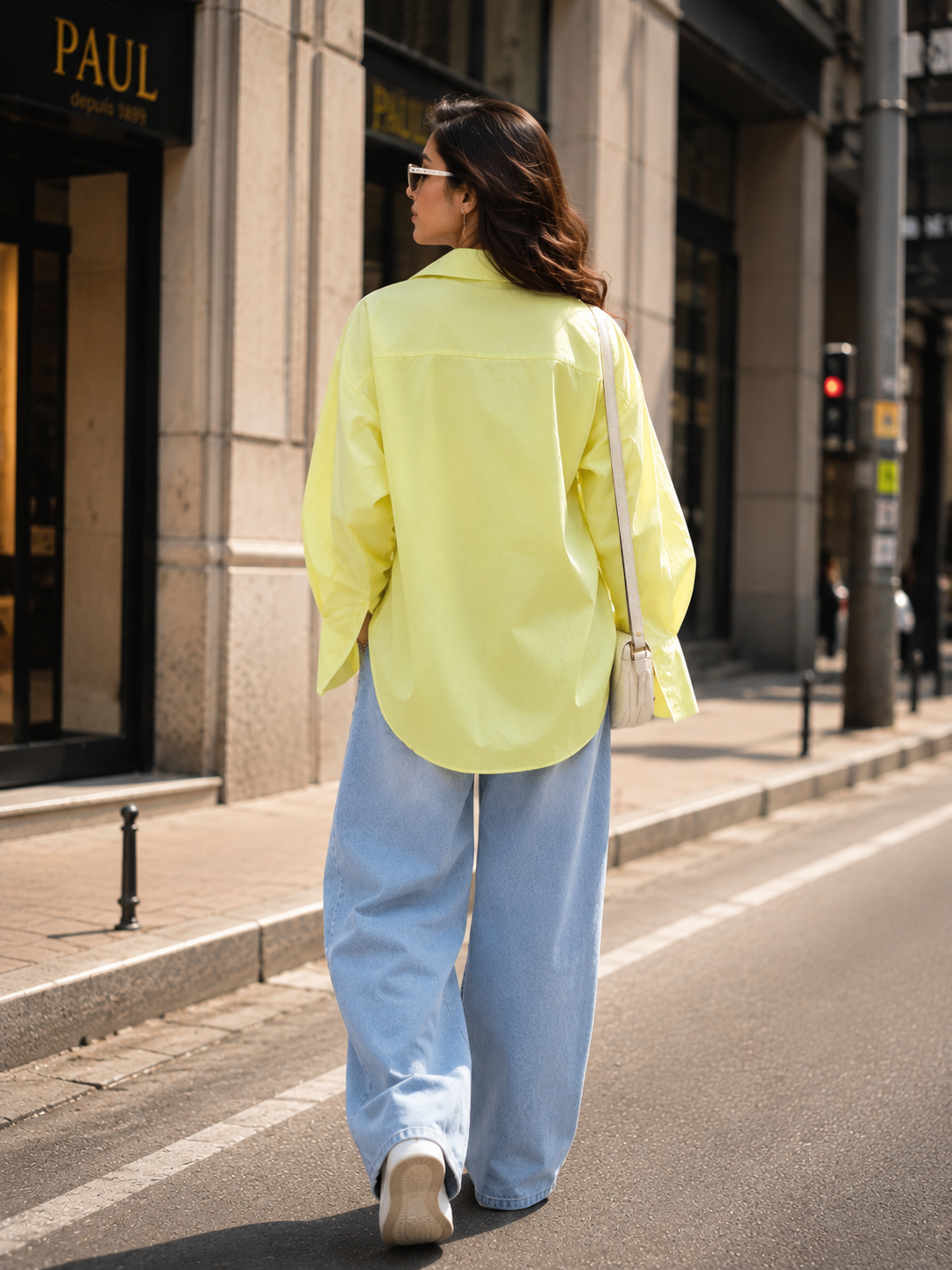 Voxelle Neon Lime Floral Appliqué Shirt for Women