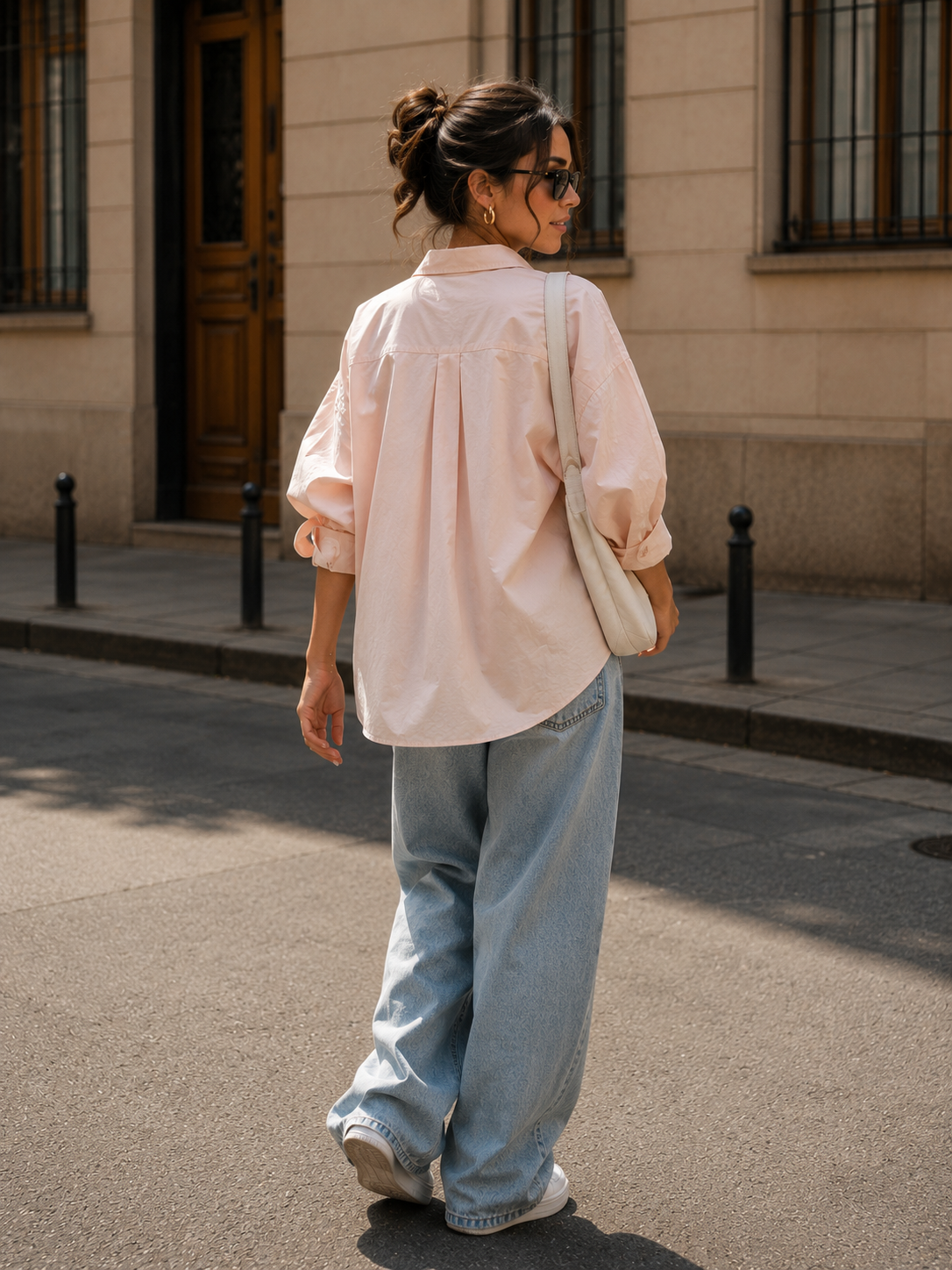 Voxelle Women's Blush Pink Oversized Cotton Shirt | Korean Style Casual Shirt | Gen Z Western Wear for Women