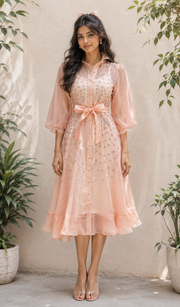 Voxelle Women’s Blush Pink Embellished Midi Dress