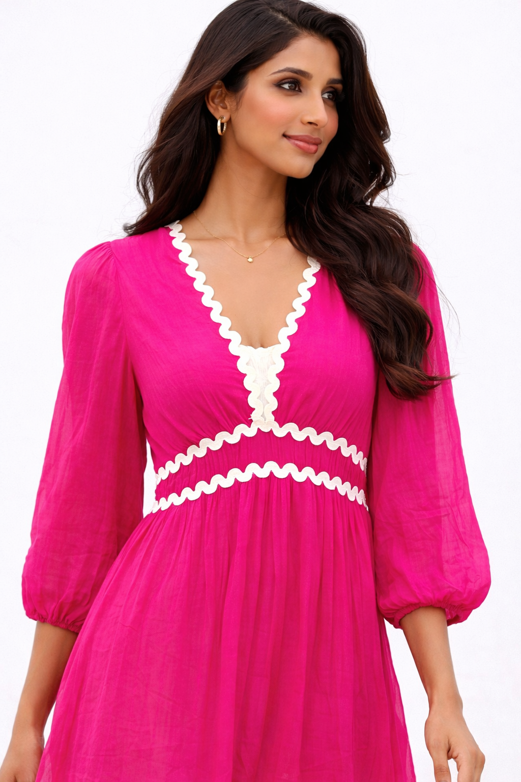 Voxelle Women’s Scallop Detail Pink Maxi Dress