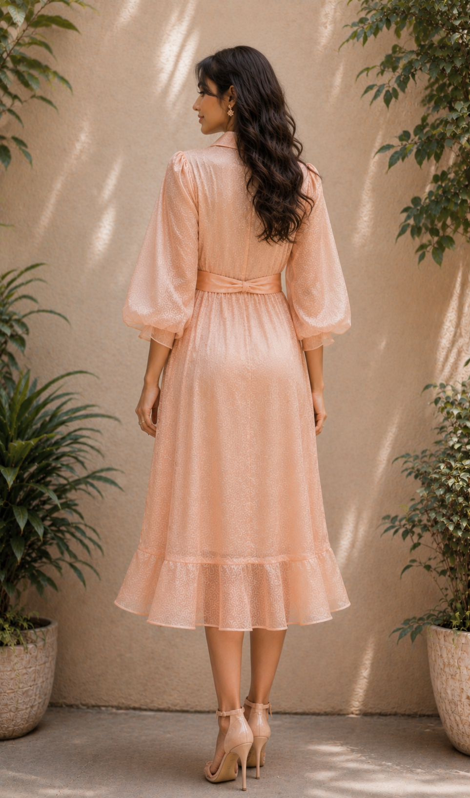 Voxelle Women’s Blush Pink Embellished Midi Dress