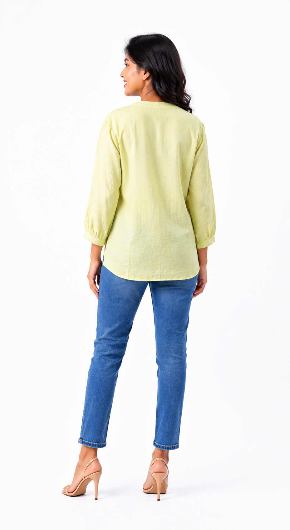 Voxelle Women’s Pastel Lime Embroidered Casual Top