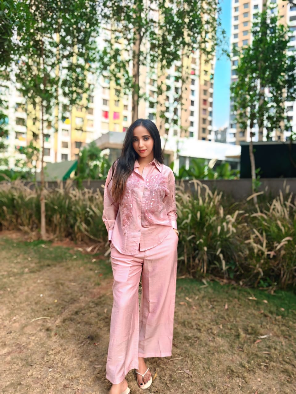 Light Pink Embroidered Co-Ord Set