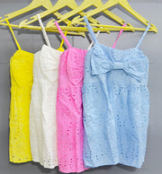 Voxelle Pink Eyelet Bow Strap Top