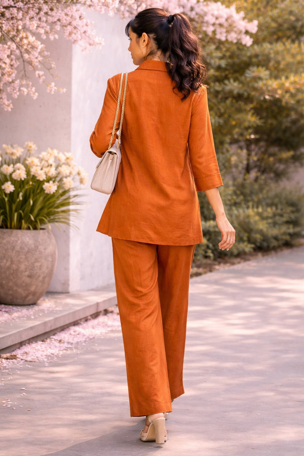 Voxelle Women’s Rust Embroidered Co-ord Set